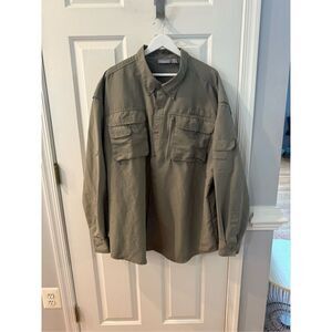 Quest Olive Green Vented Hiking Fishing Shirt sz XXL EUC